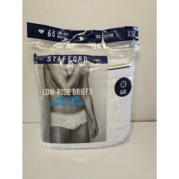 Stafford Other - New Stafford Men's 6-Pack 100% Cotton Low-Rise White Briefs Sz XXL JC Penny